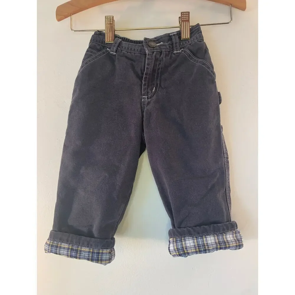 OLD NAVY Boy’s Carpenter Khaki Flannel Lined Pants / Size: 12-18 Months